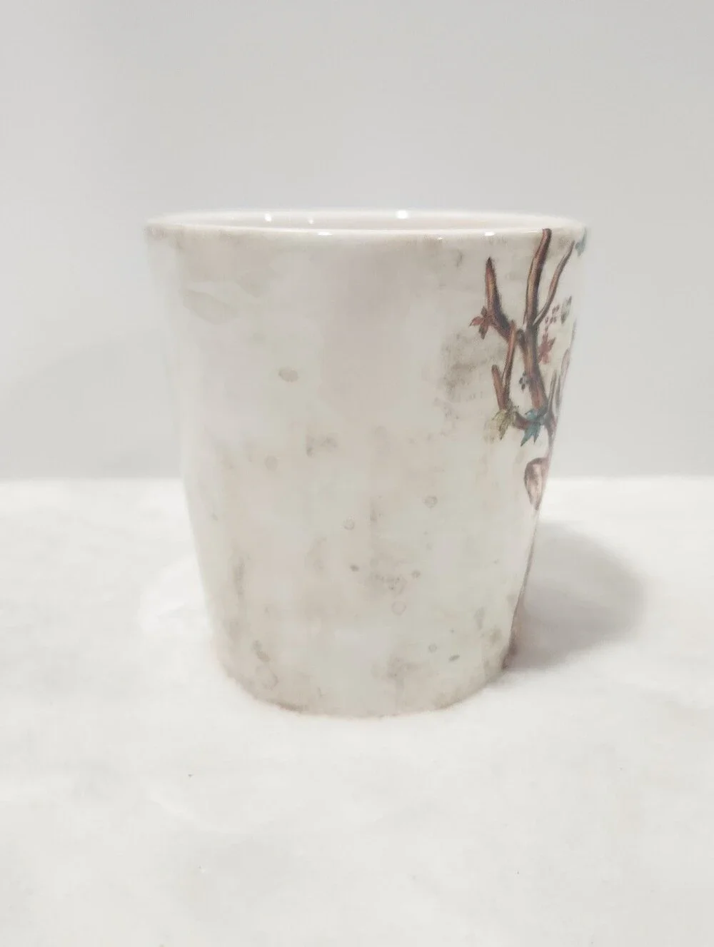 Pier 1 Daper Deer Ironstone Christmas Holiday Coffee Cup Mug 14 Oz NWOT